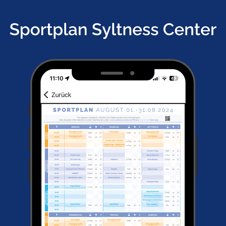 Sportplan in der iSylt-App