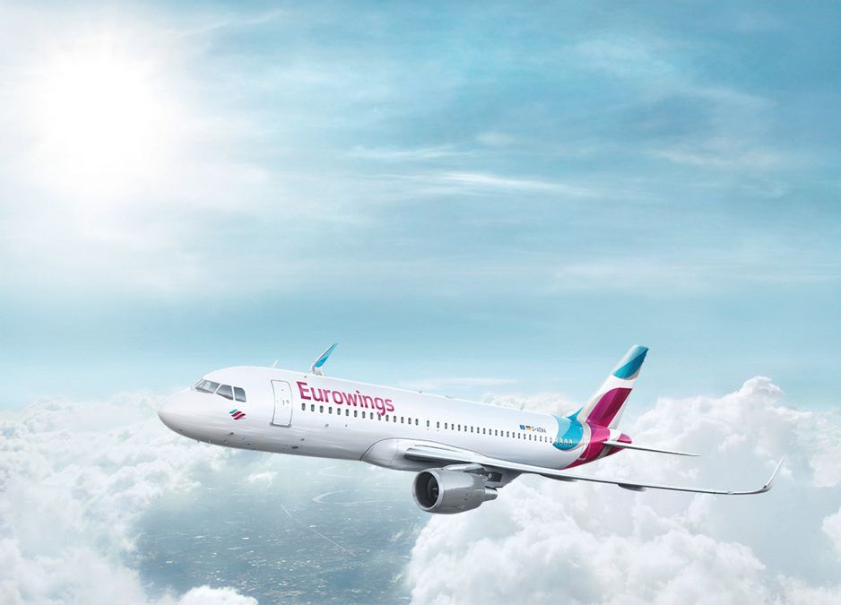 A320 von Eurowings über den Wolken auf dem Weg nach Sylt