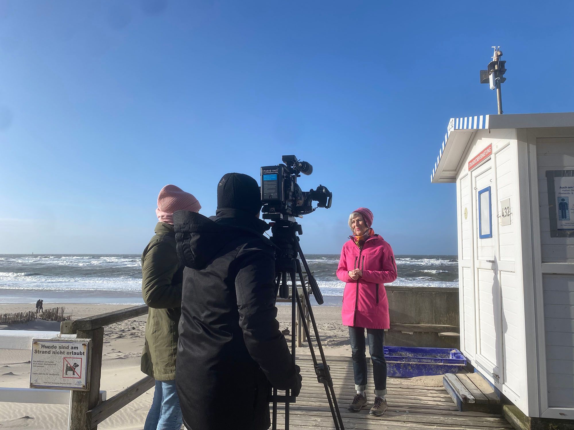 Silke von Bremen beim Making of der Videobeiträge zur UN Ocean Dekade auf Sylt