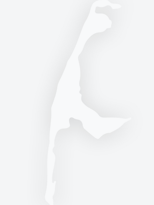 Die Insel Sylt in weiß auf grauem Grund