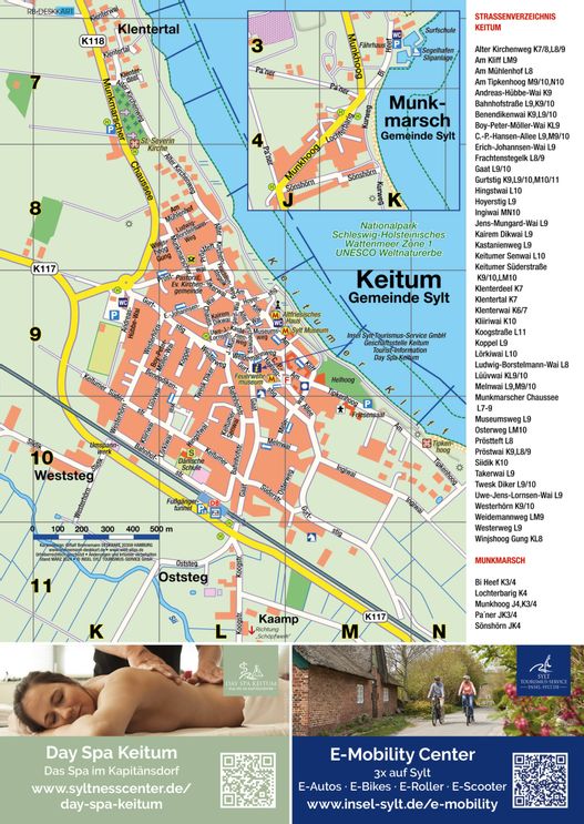Ortsplan von Keitum und Munkmarsch auf Sylt