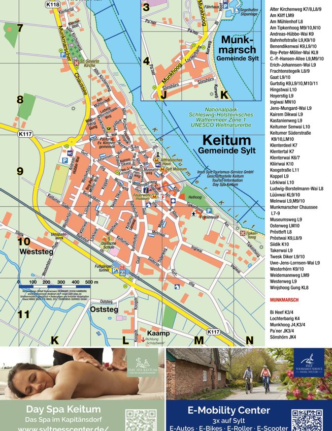 Ortsplan von Keitum und Munkmarsch auf Sylt
