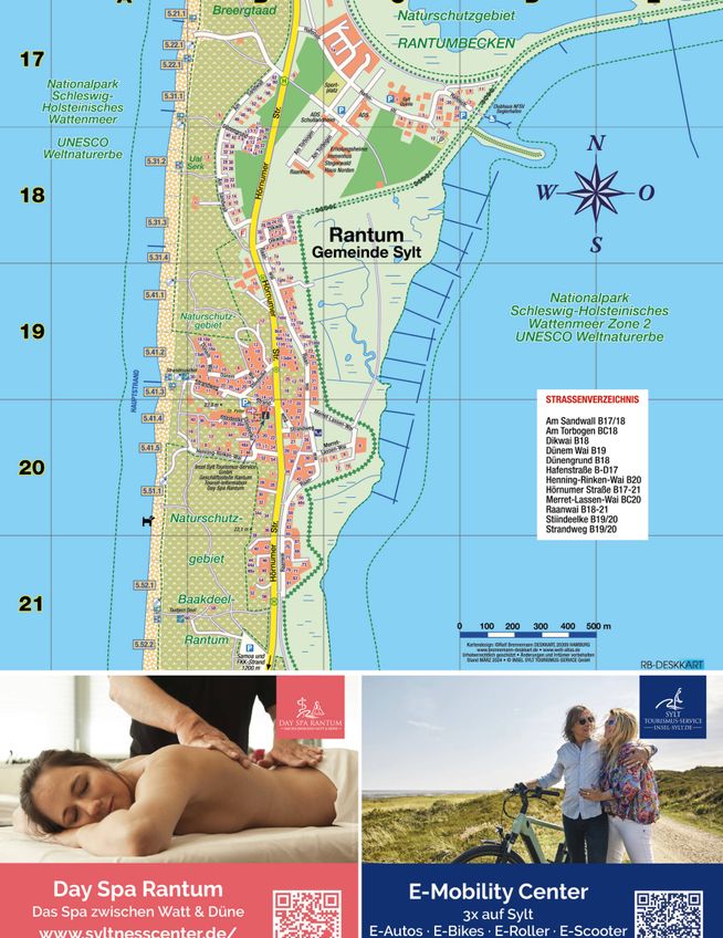 Ortsplan von Rantum auf Sylt