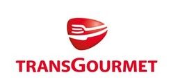 Logo Transgourmet - roter Schriftzug auf weißem Grund, darüber ein rotes Symbol mit weißem Besteck