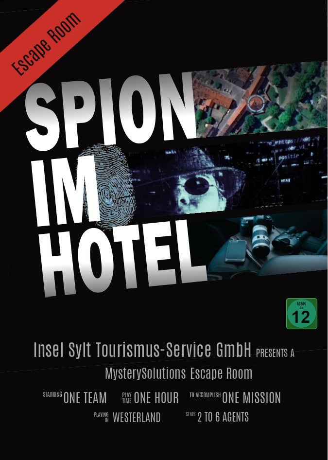 Ankündigungsplakat zum Escape Game "Spion im Hotel"