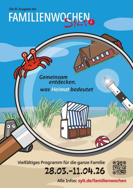 Ankündigungsplakat der Familienwochen Sylt 2026