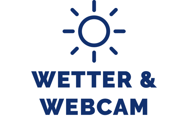 Sonnen-icon mit Unterschrift Wetter und Webcam