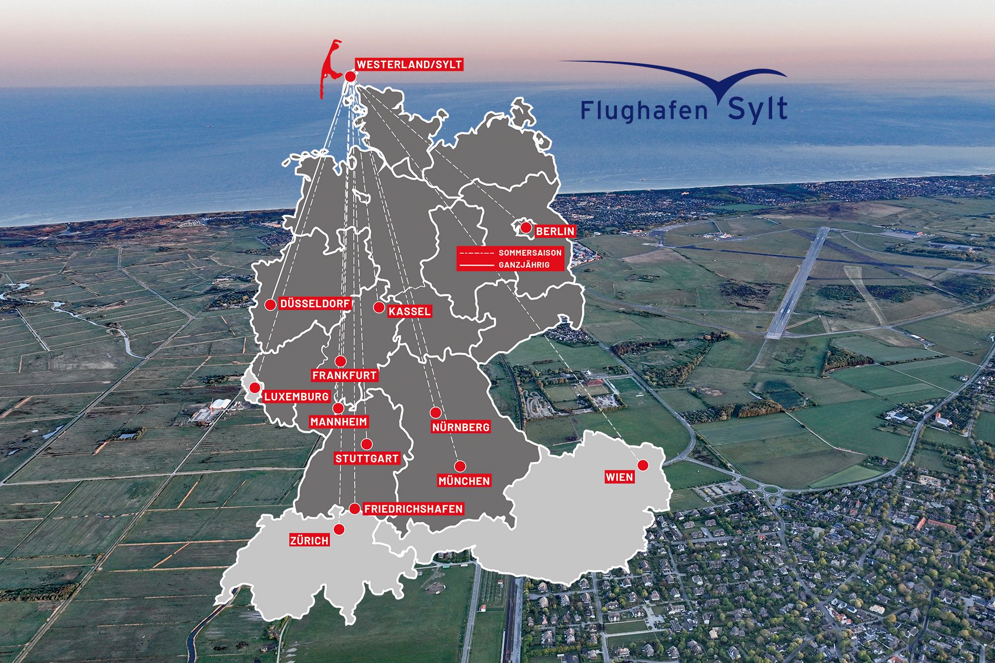 Linienflugverbindungen vom und zum Flughafen Sylt