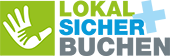 Das Logo von Lokal und sicher buchen zeigt links neben dem Schriftzug zwei übereinanderliegende Hände auf grünem Grund.